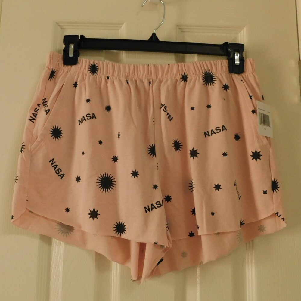 MIGHTY FINE Elastic Waist Pajama Lounge Shorts Pink NASA Juniors XL NEW